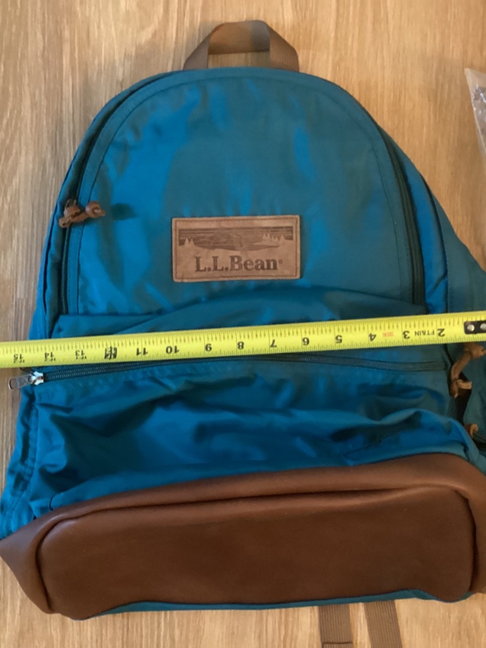 L.L. Bean Backpack & Leather Blanket Strap Bedroll Hiking Outdoor Green Leather - Picture 13 of 14